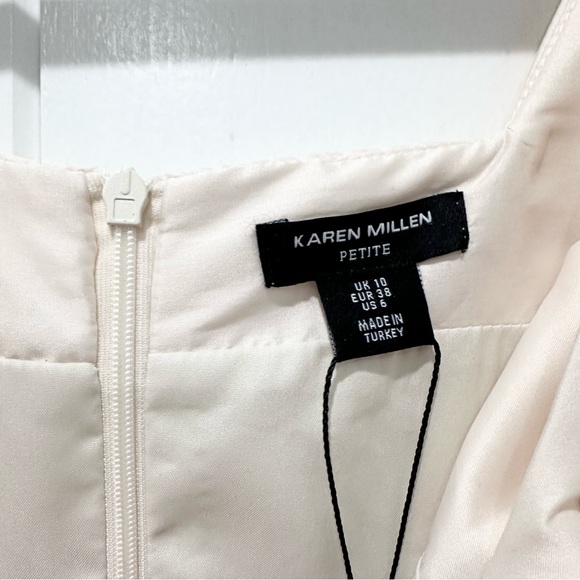 Karen Millen Lydia Millen Petite Taffeta Full Skirt Tailored Midi Dress Cream 6P - Picture 7 of 10